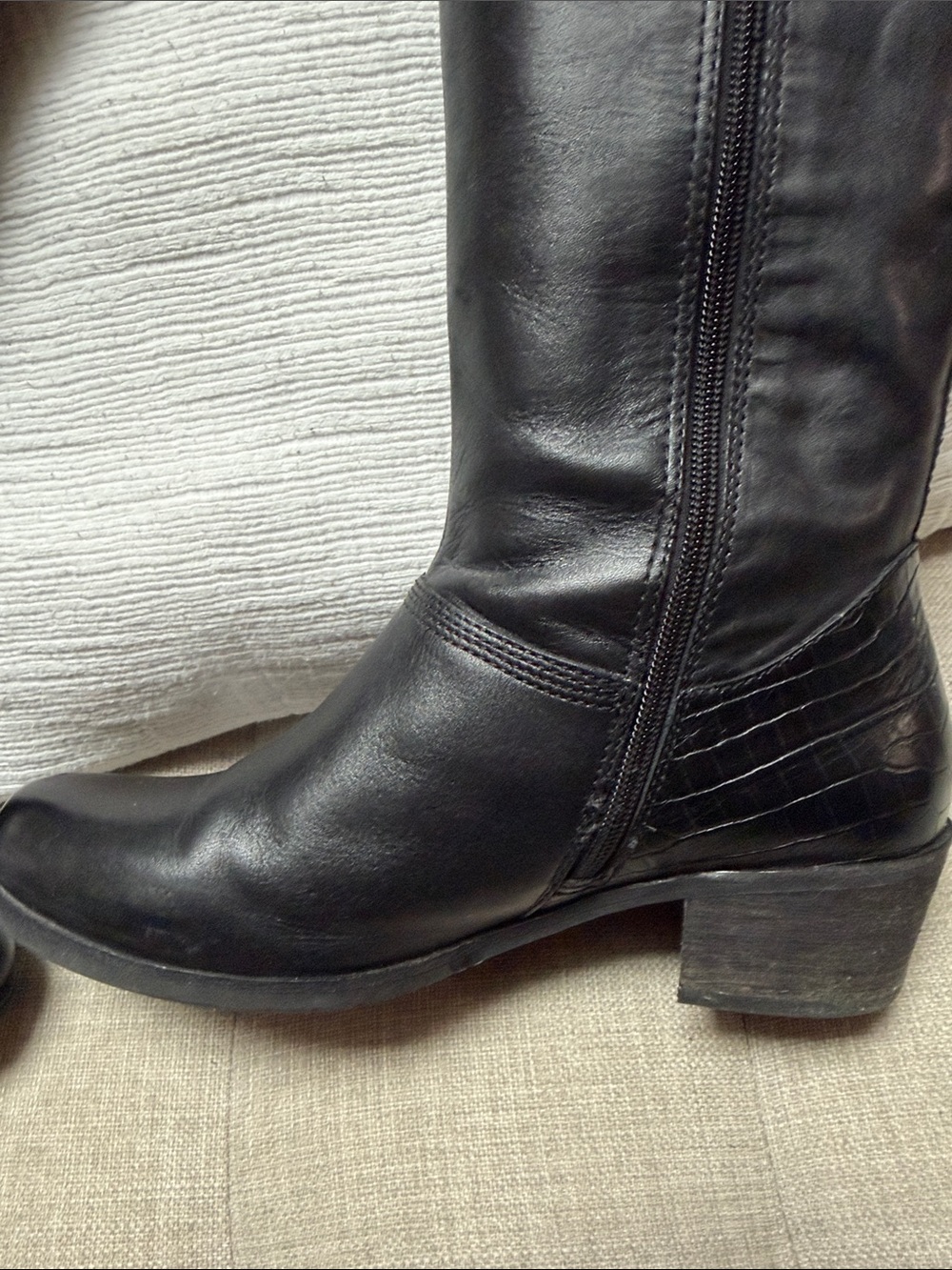 UGG Black Leather Knee-High Riding Boots - Picture 13 of 15